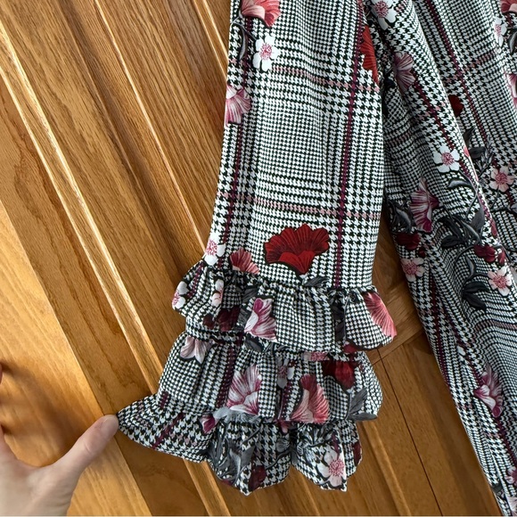 Alfani Red and Pink Floral Plaid Long Sleeve Dress - Picture 4 of 4